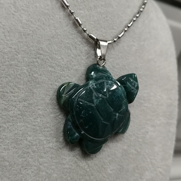 Turtle Indian Agate Necklace Natural Gemstone Crystal Tortoise Pendant 🐢 - Picture 9 of 17